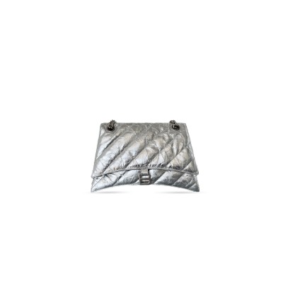 BALENCIAGA WOMEN'S CRUSH CHAIN BAG IN MEDIUM SILVER 7163938110P528147 (31*19.8*6.9cm)